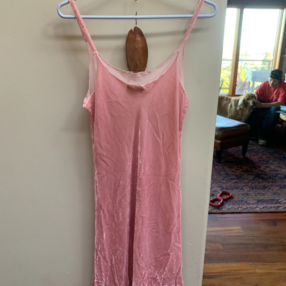 CP Shades Velvet Slip Dress in Pink